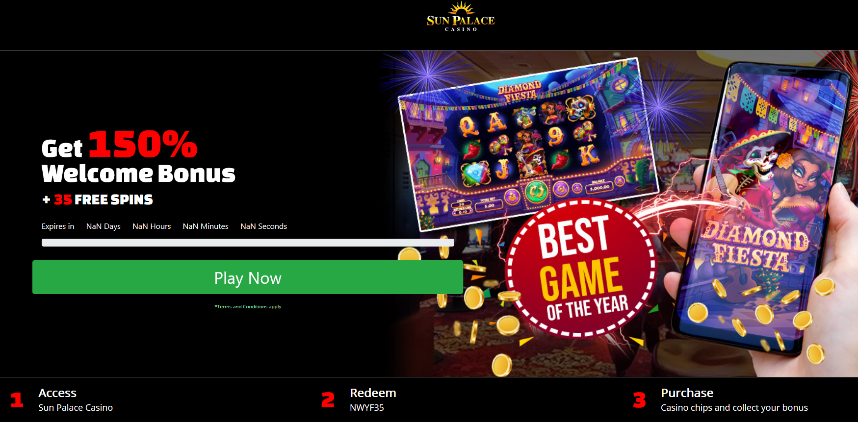 Get 150% Welcome Bonus + 35 FREE SPINS